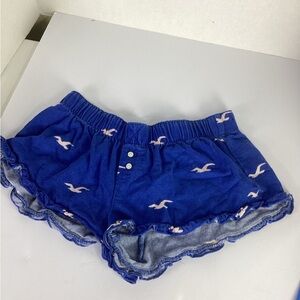 Hollister Royal Blue Seagull Print Ruffle Shortsvintage